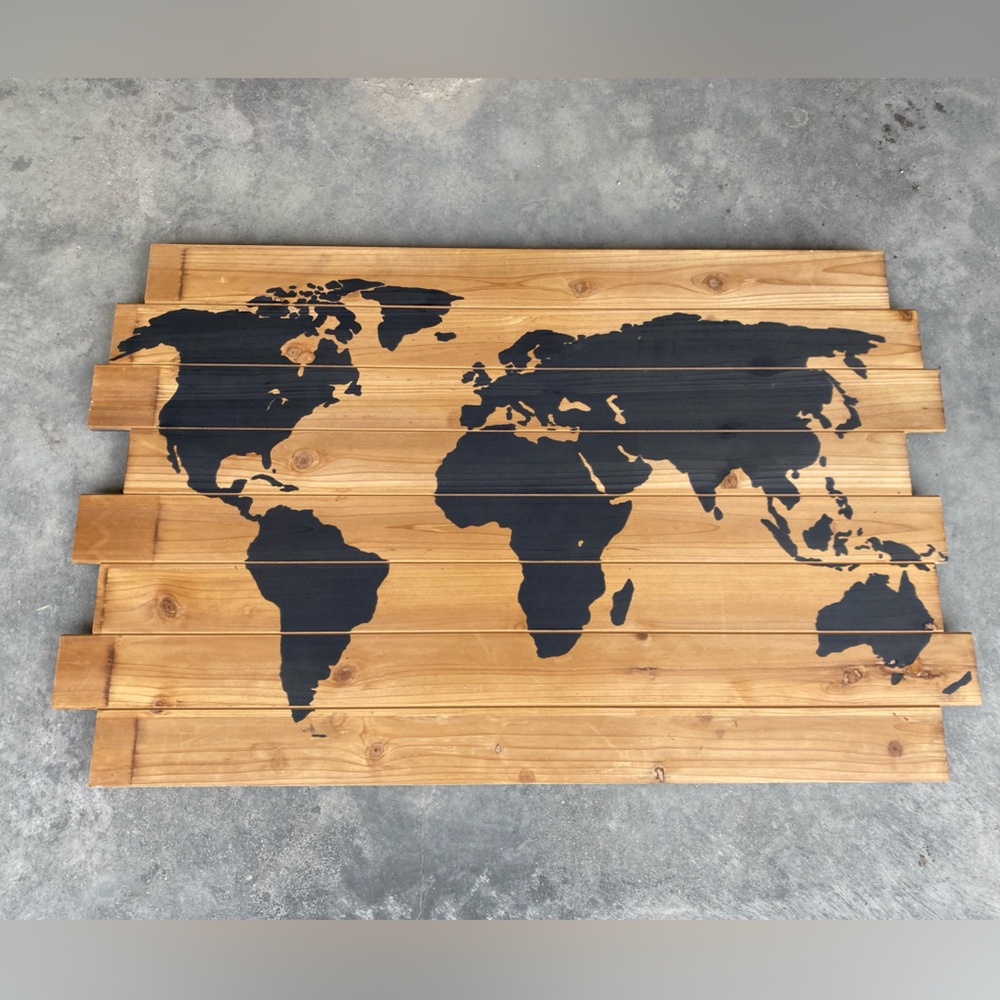 Wooden World Map Wall Art